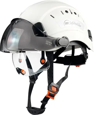 SAFEBUILDER CR06+2V Construction Safety Helmet with Build-in Visor ABS Hard Hat with Visor Adjustabl