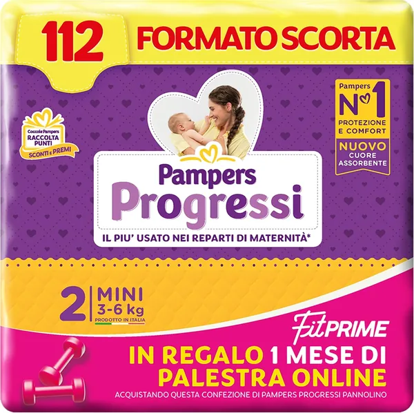 Pampers Progressi & Fit Prime Mini, 112 Nappies, Size 2