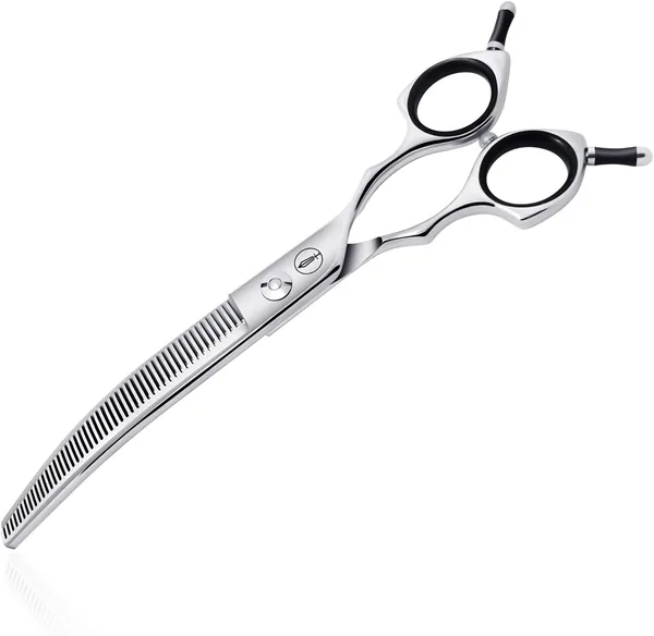 HASHIMOTO Curved Scissors for Dog Grooming, 7.0 Inch, 30% Thin