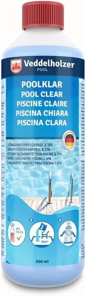 Veddelholzer Poolklar Pool Cleaner, Crystal Clear for Pool, Whirpool & Paddling Pool, Optimal Pool/Whirlpool Accessory against Cloudy Pool Water
