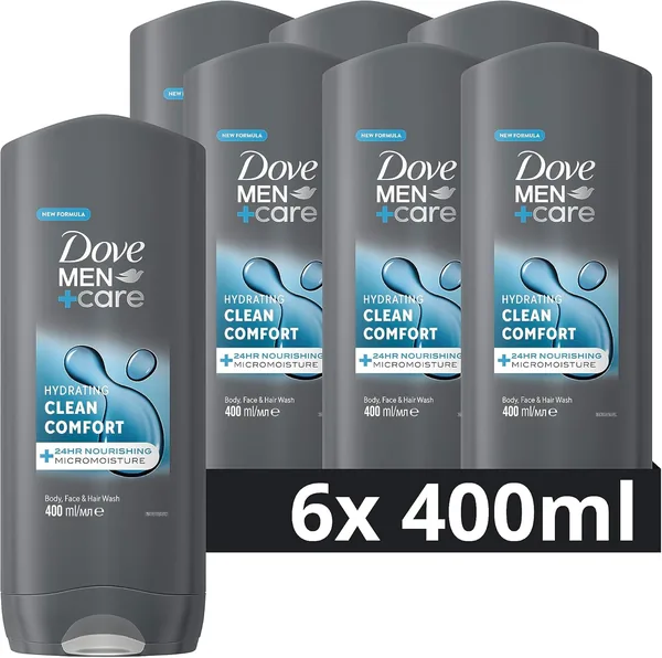 Dove Men+Care Clean Comfort 3-in-1 Shower Gel - 6 x 400 ml - 64% Korting