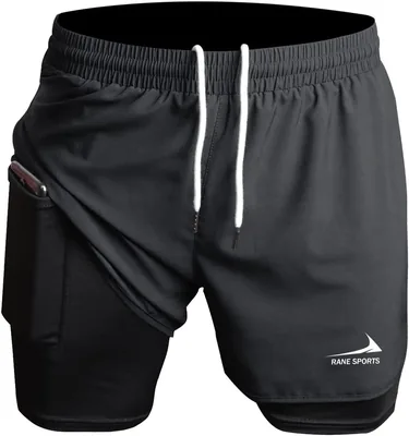 Caliber Men's Running Shorts 2 in 1 Short Gym Athletic Outdoor Jogging Workout Training Shorts Best Deal