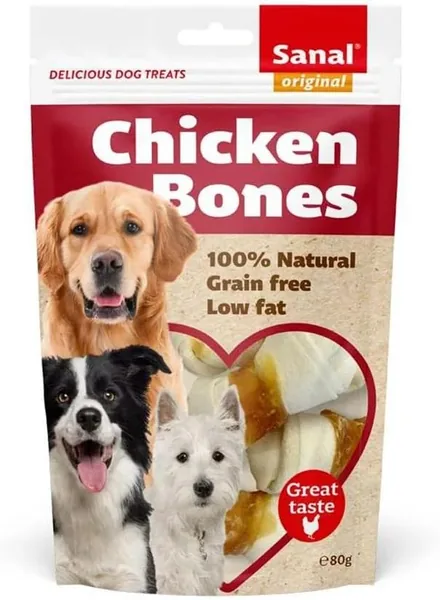 Sanal Dog Treat Chicken Bones Doypack 80g
