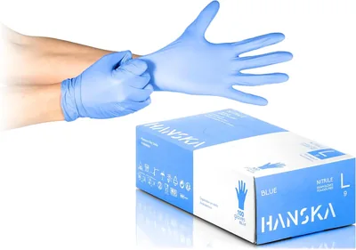 Gants jetables HANSKA 100 Blue - Sans poudre - Ambidextres - Non stériles - Base caoutchouc - Adaptés au sport et aux loisirs