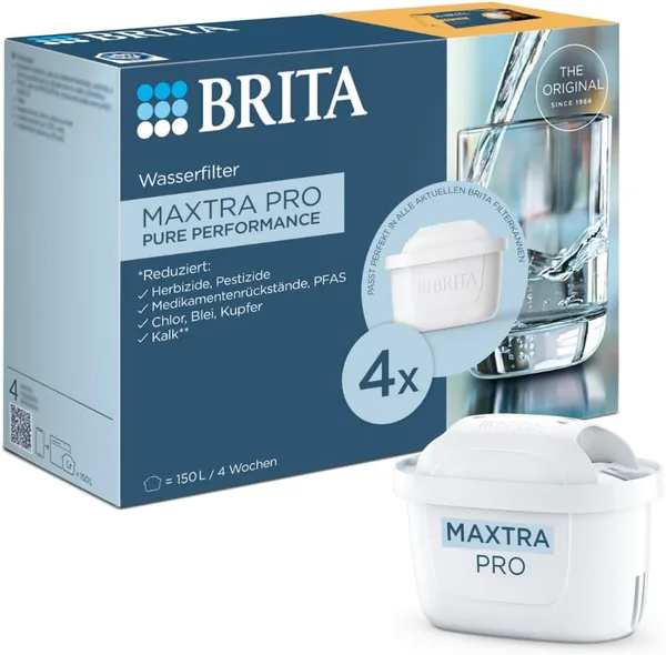 BRITA Maxtra Pro All-in-1 Water Filter Cartridge, Pack of 4