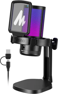 Micrófono MAONO Gaming, Micrófono Condensador USB con Cancelación de Ruido para Streaming y Podcasting, Compatible con PS5/PS4 - 14% De Descuento