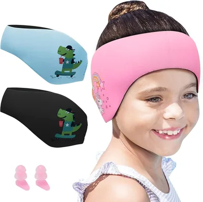 Bandeau de natation Funyord pour enfants avec bouchons d'oreille - Protection auditive en néoprène élastique pour piscine, plage et sports nautiques