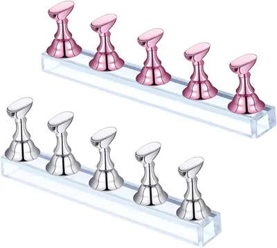 Magnetisk falg nagelhållare Nagelkunst Ständar Set Acryl Nagel Display Prátik Ständar Nageltips Hållare