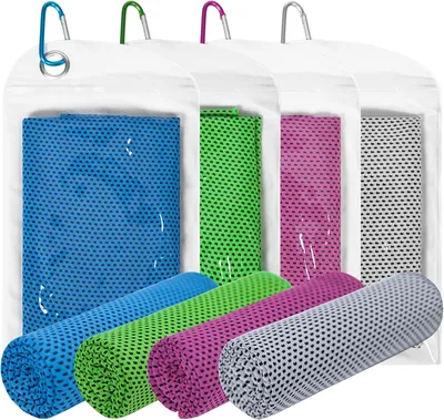 Yoimira Kühlstropabset 4er-Pack, Sport- & Fitnesskühlstropaband, Mikrofaser-Kühlstropaband Cool