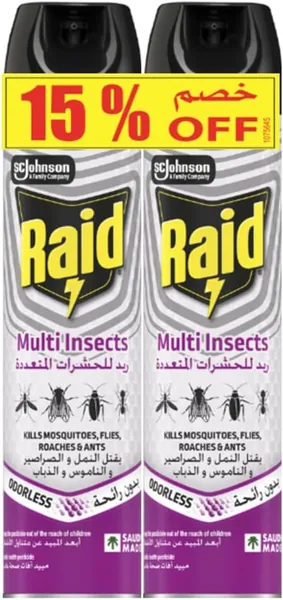 Raid Odorless Spray for Multi Insect Killer (Twin pack), 300ml