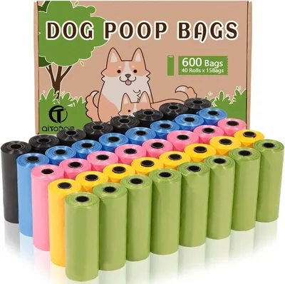 AiTodos 600PCS Hondenhondenspoelzakjes, 5 Kleuren, 31 x 22 cm, Polyethyleen Materiaal - Zwart, Blauw, Groen, Geel (38% Korting)