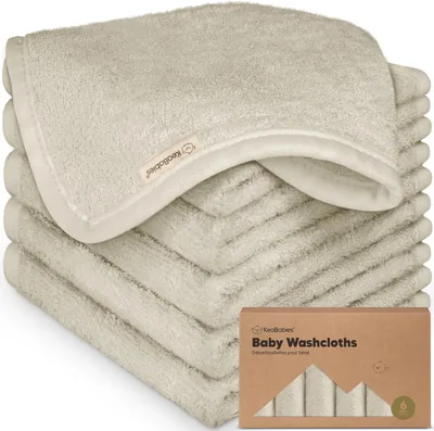 KeaBabies Pack von 6 Baby-Waschlappen - Weiche Bambus-Waschlappen für Babys und Kinder, Ultra-saugfähige Neugeborenen-Badetücher, 25 x