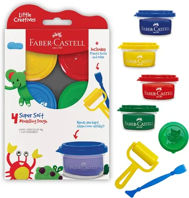 مجموعة تشكيل الطين الناعم Faber-Castell Little Creatives - 4 قطع، متعدد الألوان (8% خصم)