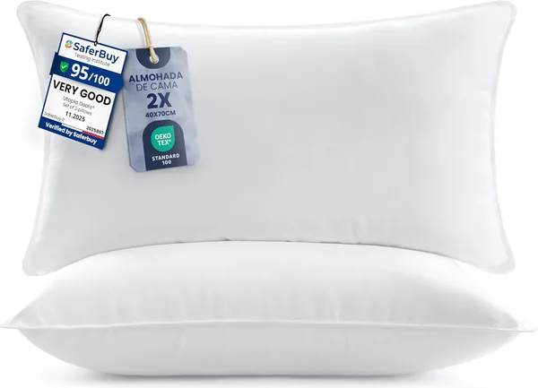Utopia Bedding Pillows (2 Units), 40 x 70 cm Premium Pillows, Silicone Virgin Hollow Fibre, Soft Easy Care Pillows (White)