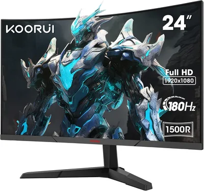 Écran PC de jeu courbé KOORUI 24 Pouces, Panneau VA, Résolution FHD 1080p, 165Hz, Bords ultra-fins, Réglable en inclinaison - 5% Off