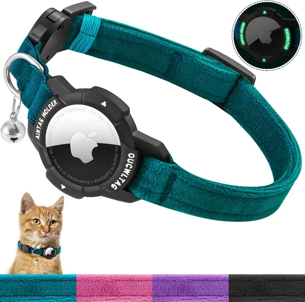 OUCWLTAG Luminous AirTag Cat Collar, GPS Tracker with Apple Air Tag Holder - 5% Off
