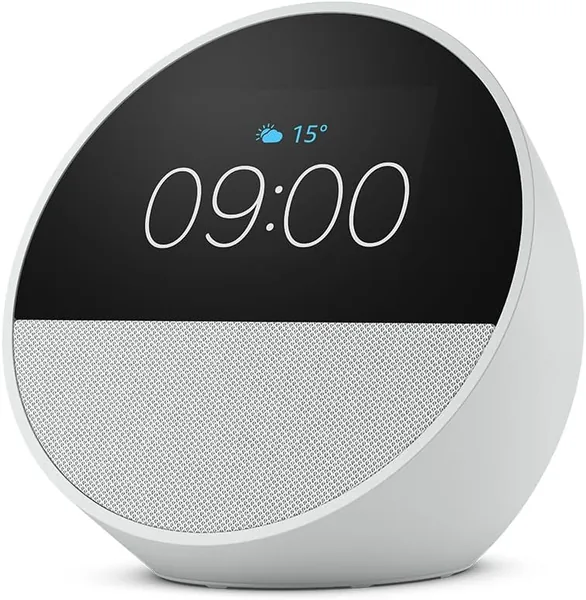 Amazon Echo Spot 2024 (Blanco) | Reloj Inteligente con Sonido de Calidad y Alexa | Mejor Oferta