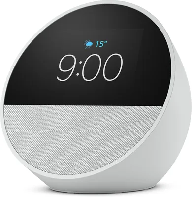 Echo Spot com Alexa (Geração mais recente) | Despertador Inteligente com Som Vibrante | Cor Branca