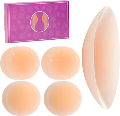 Tacilin 4 Pares de Coberturas para Areolas Silicona Nipples Invisibles Adhesivas Reutilizables Impermeables para Mujer
