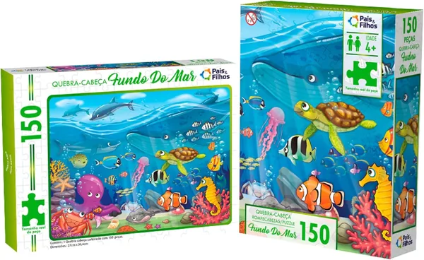 Pais & Filhos Quebra Cabe a Infantil Fundo do Mar 150 Pe as