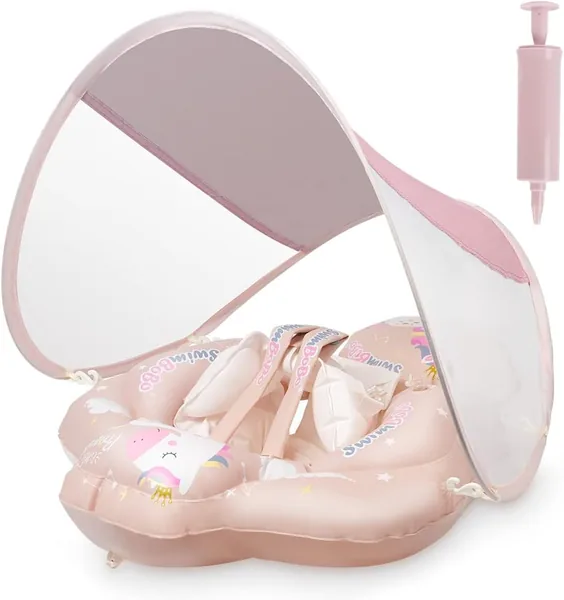 Vicloon Baby Inflatable Zwemring met Canopy, S-Pink - 5% Korting