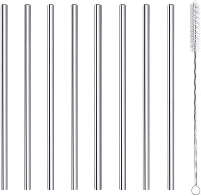 Morneve Small Reusable Stainless Steel Cocktail Straws, 8-Pack Best Deal