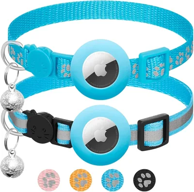 Airtag Cat Collar 2 Pack Breakaway with Bell - Adjustable Kitten Collar