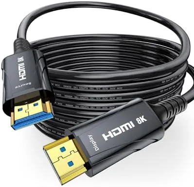 Cratree 8K Fiber Optic HDMI Cable 15M,HDMI Cable High Speed 48Gbps,8K 60Hz 4K 120Hz HDCP 2.2 2.3 HDR