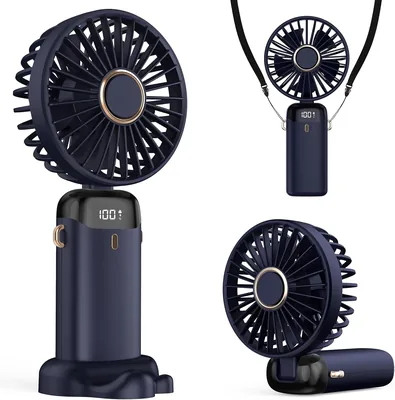 Refluxe Handheld Fan 4200 mAh USB-Lüfter mit LED-Anzeige, 3-in-1 Hand-/Hals-/Desktop-Lüfter, 90° verstellbar, faltbar, ideal für Sport und Reisen