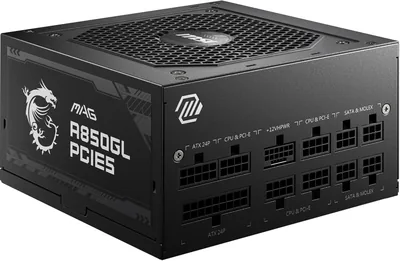 MSI MAG A850GL - Alimentation Modulaire ATX 3.1, 850W, Compatible PCIe 5.0, Ventilateur 120mm FDB, Full-Bridge LLC | Économisez 31% 
