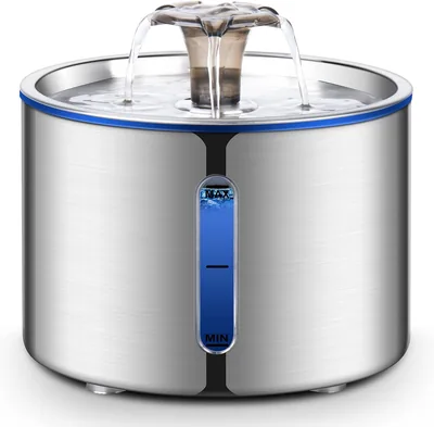 BOORCA Cat Water Fountain 2.5L Stainless Steel Automatic Pet Dispenser