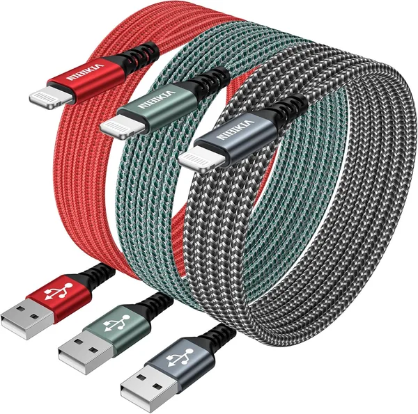 iPhone Ladekabel, Lightning Kabel [3er Pack 2m] - MFi zertifiziertes USB auf Lightning Schnellladekabel