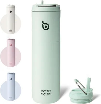 BOTTLE Stainless Steel Insulated Water Fles 700ml (24oz) met Strook en Deksel Metalen Sportwaterfles met Handgreep Reizen F