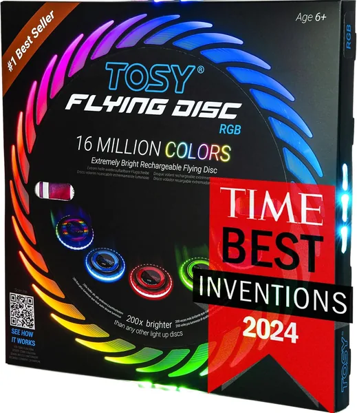TOSY Vliegende Schijf - 16 Miljoen Kleuren RGB of 36 LED-verlichting, Zeer Helder, Slimme Modus, Auto-lichtaanschakeling, Oplaadbaar, Geschenk voor Verjaardag