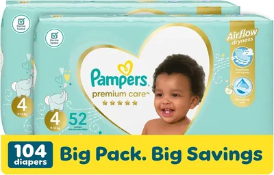 Pampers Premium Care 52 Nappies, Size 4 (Pack of 2) | Best Deal