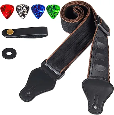Correa para Guitarra con Botón y Cierre de Metal, 4 Púas, para Guitarra - Mejor Oferta
