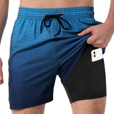 SlowTon Traje de Baño Hombre 2 en 1 con Bóxer de Compresión y Bolsillos, Best Deal