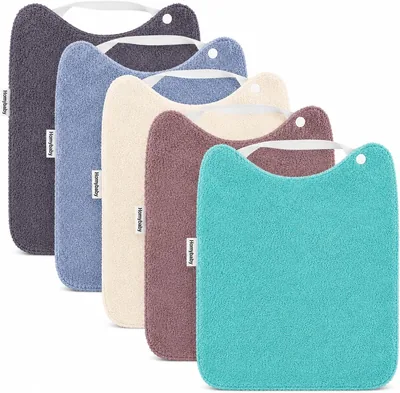 HOMYBABY® Pack 5 Baberos Rizo Bebe Impermeables y Absorbentes - Ideal Guarderia - Fáciles de Poner y Quitar - Rizo Suave Algo