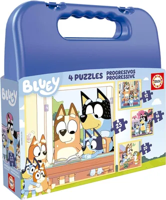 Educa - Juego de Puzzles Progresivos con Personajes de Bluey, 4 piezas de 12 a 25, en Maletín Magnifico | 23% de Descuento
