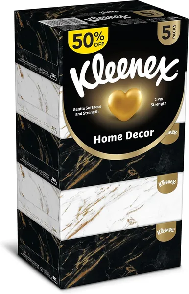 Kleenex Home Decor Facial Tissue Pack of 5 Boxes 170 Sheets x 2 Ply