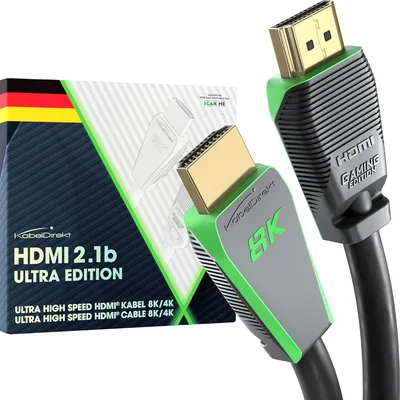 KabelDirekt - 8K HDMI 2.1 kabel, Gamer Edition, 1m (48G, 8K@60Hz/144Hz), Beste Deal