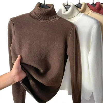 QISNG Winter Fleece Thick Knitted Bottoming Shirt
