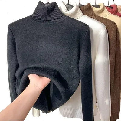 QISNG Winter Fleece Thick Knitted Bottoming Shirt