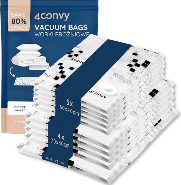 4CONVY Worki próżniowe do przechowywania ubrań - zestaw 10 sztuk - Best Deal