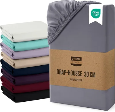 Utopia Bedding Faites la feuille - Gris, 200 x 200 cm - Coins de 30 cm pour matelas épais - Certifiée Oeko-Tex, microfibre brossée - Meilleure offre