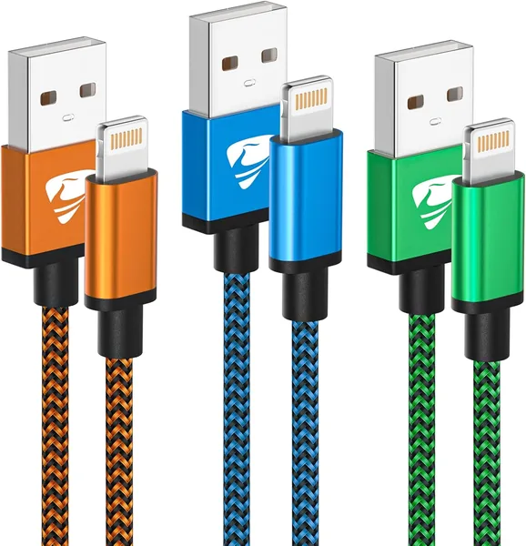 3Pack 2M iPhone Charger Cable MFi Certified Lightning Cable Fast Charging Cord Braided i Phone Charger Lead USB Cord for iPhone 14 13 12 11 Pro Max XS XR