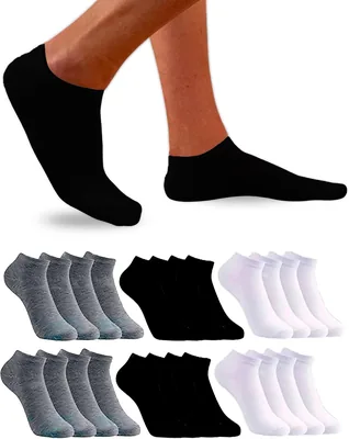 DIVABONNA 12 Pares Medias de Tobillo para Hombre y Mujer - Medias Cortas Transpirables de Algodón, Comodidad Suave y Ajuste sin Deslizamiento