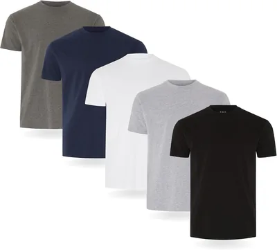 FM London Mens T Shirt - 3/5 Pack, Premium Cotton
