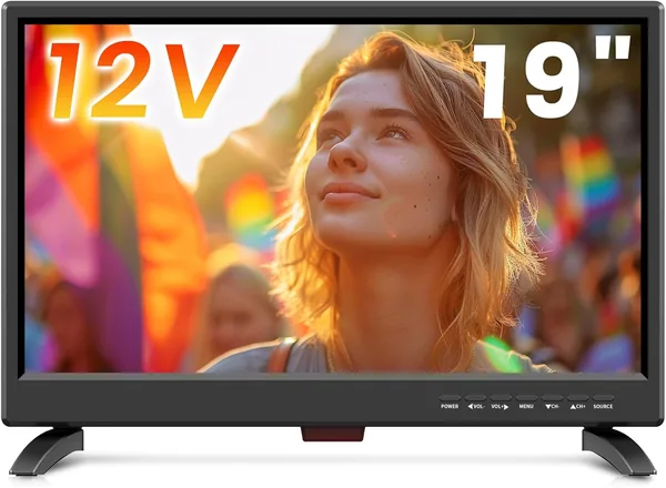 19 inch LED TV, Small tv with Digital T2 Tuner Freeview Receive, HDMI USB and RCA VGA inputs
