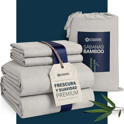 Juego de Sábanas ESQUIMAL de Bambú Frescas King Size Beige | Viscosa de Bamboo y Microfibra, Set 4 Piezas
